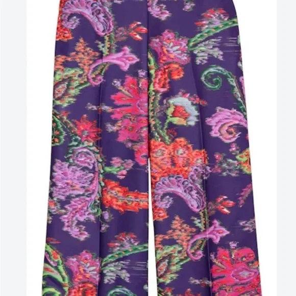 H&M Statement Wide Leg Pants Floral Paisley Print Size 8 - Picture 3 of 7